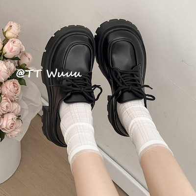 学院风jk粗高跟单鞋厚底两穿