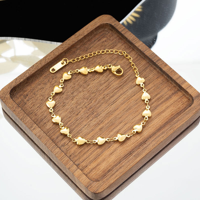 欧美新款链条爱心钛钢镀18K金手链轻奢小众简约手饰素链百搭清新,饰品/流行首饰/时尚饰品新,手链,淘宝优惠券,粉丝福利购,淘宝优惠卷