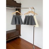 韩版 高腰针织A字裙显瘦复古遮胯短裙小个子松紧腰气质裙子 新款