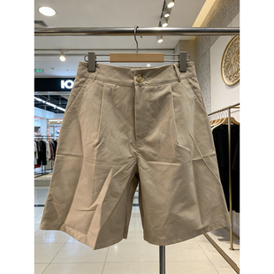 女通勤小众显瘦裤 美式 小个子纯色阔腿裤 直筒五分裤 子 休闲百搭修身