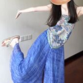 两件套 套装 度假抹胸印花吊带背心胸衣高腰阔腿裤 2025夏季 裙裤 新款