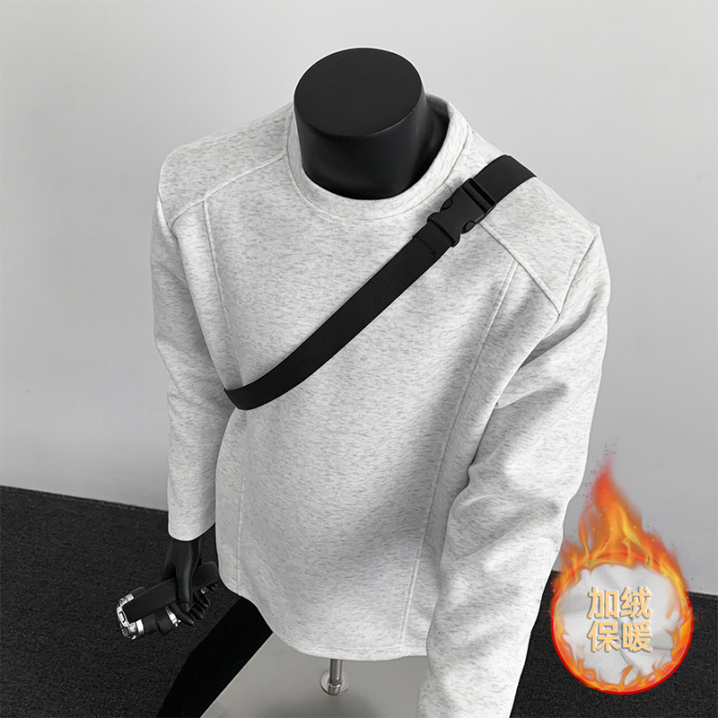 1w+加绒款解构拼接长袖T恤男百搭打底上衣假模特T2596-JRP30，男装T恤，电商A030