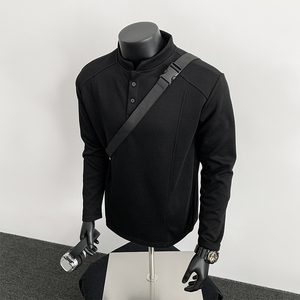 2026春款 280g 重磅竖领亨利领长袖T恤黑人假模 T2595 P19,男装T恤,电商A030