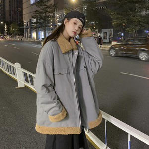 羊羔毛美式复古翻领棉服 街景 8211 p110图片