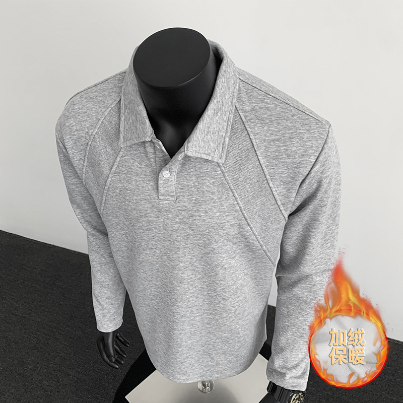 1w+加绒款正肩POLO衫男重磅翻领长袖T恤假模特T2599-JRP33，男装T恤，电商A030
