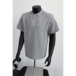 5千件氨纶棉280g2026春款美式半拉链垫肩短袖t恤男半袖T2531 P18，男装T恤，电商A030