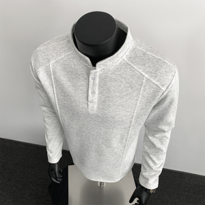 1w件+280g华棉 2026春款竖领亨利领长袖T恤 假模特 T2595 P18，男装T恤，电商A030