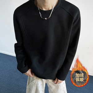 1w+420g华棉加绒 2026春款解构拼接长袖T恤室内模特T2596-JR特P23，男装T恤，电商A030