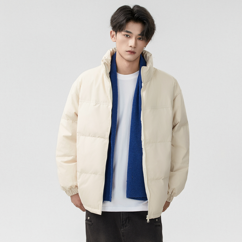 1K件+90鸭绒美式保暖防风潮流立领面包羽绒服白底Y26001P170，男装羽绒服，电商A030