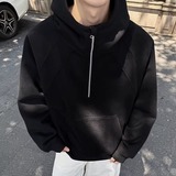 1w件+420g华棉2026春款拼螺纹半拉链套头卫衣室外模特WY606P45，男装卫衣，电商A030