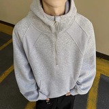 1w件+420g华棉2026春款拼螺纹半拉链套头卫衣室外模特WY606P45，男装卫衣，电商A030