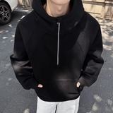 1w件+420g华棉2026春款拼螺纹半拉链套头卫衣室外模特WY606P45，男装卫衣，电商A030