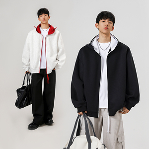 9w件+330g华棉 2026春款拼色连帽开衫卫衣 无影墙 WY616 P36，男装卫衣，电商A030