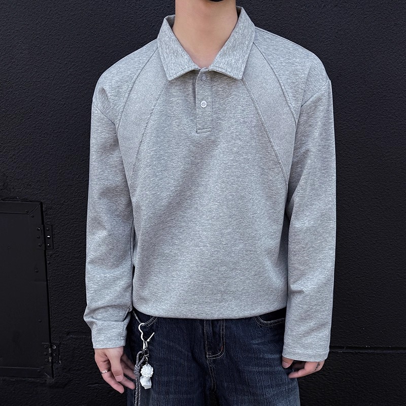 5w+280g2026春款曼巴棉重磅POLO衫翻领长袖T恤室内模特T2599P19，男装T恤，电商A030