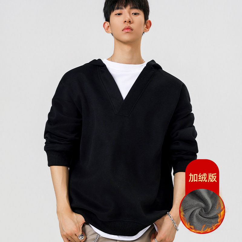 2000件+350g加绒款秋冬拼接假两件套头卫衣无影墙WY610-JRP50，男装卫衣，电商A030