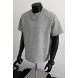 5千件曼巴棉250g2026春款拼接结构圆领短袖T恤假模特T2520P14，男装T恤，电商A030