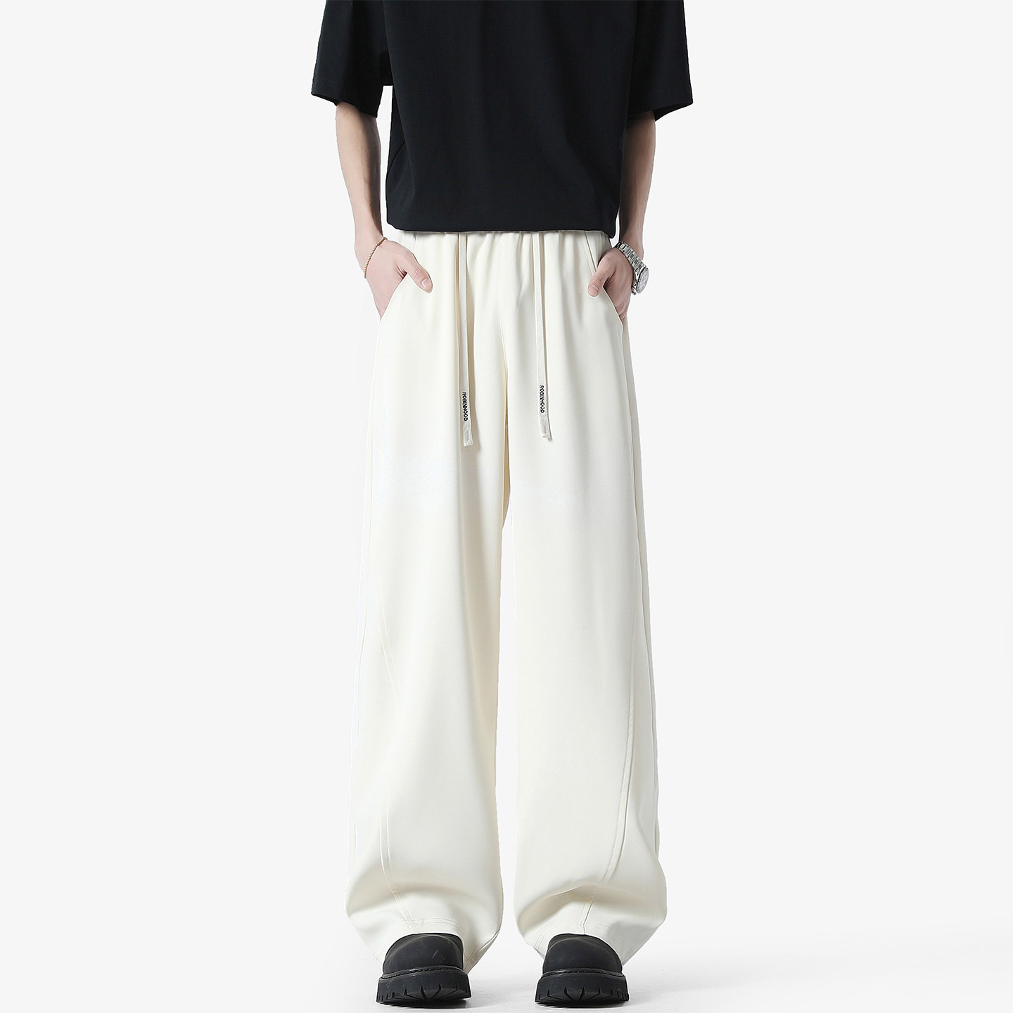 2k件+2026春款垂感宽松卫裤男大码弯刀休闲裤无影墙K8009特P28，男装休闲裤，电商A030