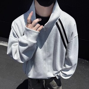 1w件+330g华棉 2026春拼接连帽两侧条纹卫衣 高街 WY613 P38图片