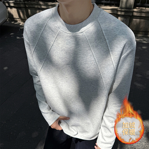 1w+加绒款 解构拼接长袖T恤男百搭打底上衣 高街 T2598-JR P24图片