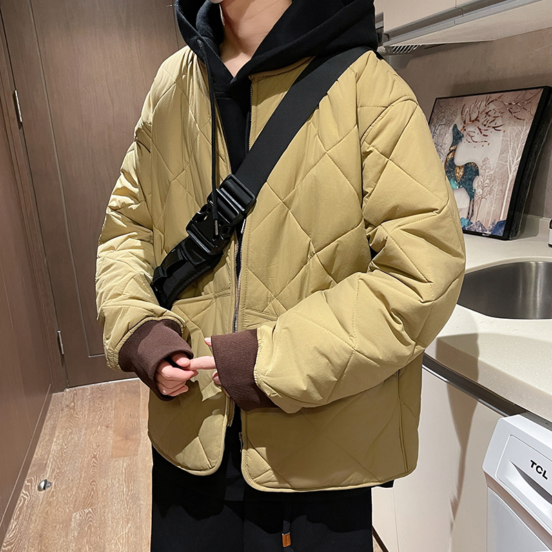 冬季新款设计感菱格棉服拉链棒球服室内模特m883p110，男装棉衣，电商A030