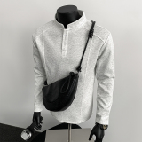 2026春款280g重磅竖领亨利领长袖T恤黑人假模T2595P19，男装T恤，电商A030