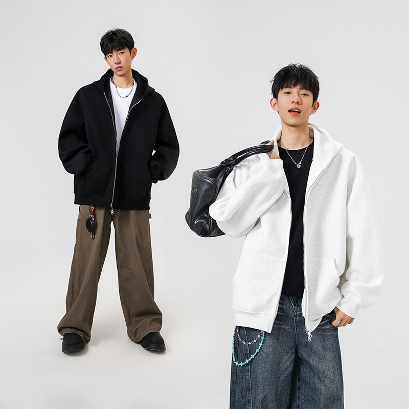 2W件+420g华棉加厚2026春款纯色拉链连帽卫衣无影墙WY802特P38，男装卫衣，电商A030