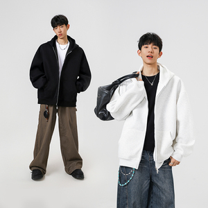 2W件+420g华棉加厚2026春款纯色拉链连帽卫衣 无影墙 WY802 特P38，男装卫衣，电商A030