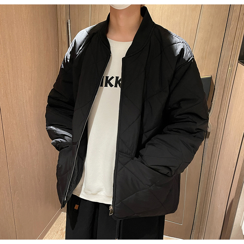 冬季新款设计感菱格棉服拉链棒球服室内模特m833p110，男装棉衣，电商A030