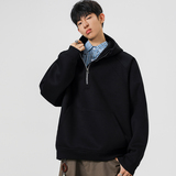 1w件+420g华棉2026春款拼螺纹半拉链套头卫衣无影墙WY606P45，男装卫衣，电商A030