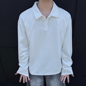 5w+280g2026春款曼巴棉重磅POLO衫翻领长袖T恤室内模特 T2599 P19图片