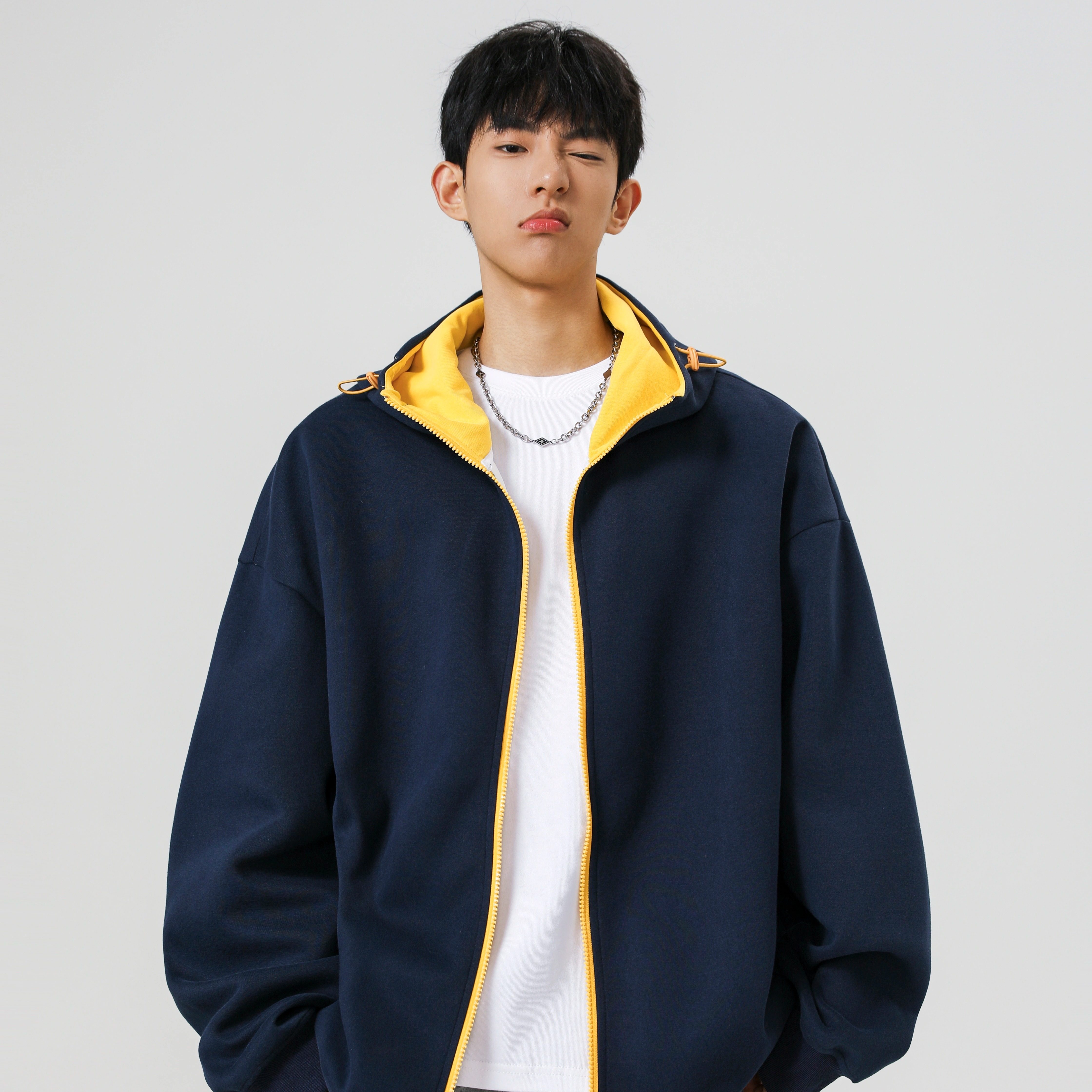 2000件+330g  秋冬拼色连帽开衫卫衣 无影墙 WY616 P42图片