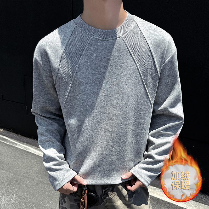 1w+加绒款解构拼接长袖T恤男百搭打底上衣高街T2598-JRP30，男装T恤，电商A030