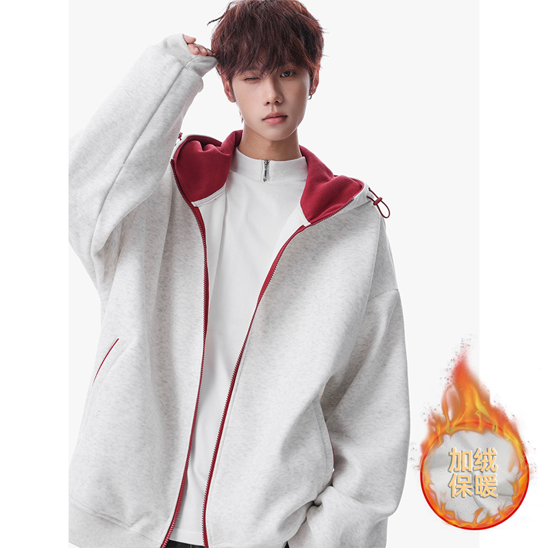 (网图)现货5w+2026春款420g华棉加绒撞色卫衣特P36加绒不加价，男装卫衣，电商A030