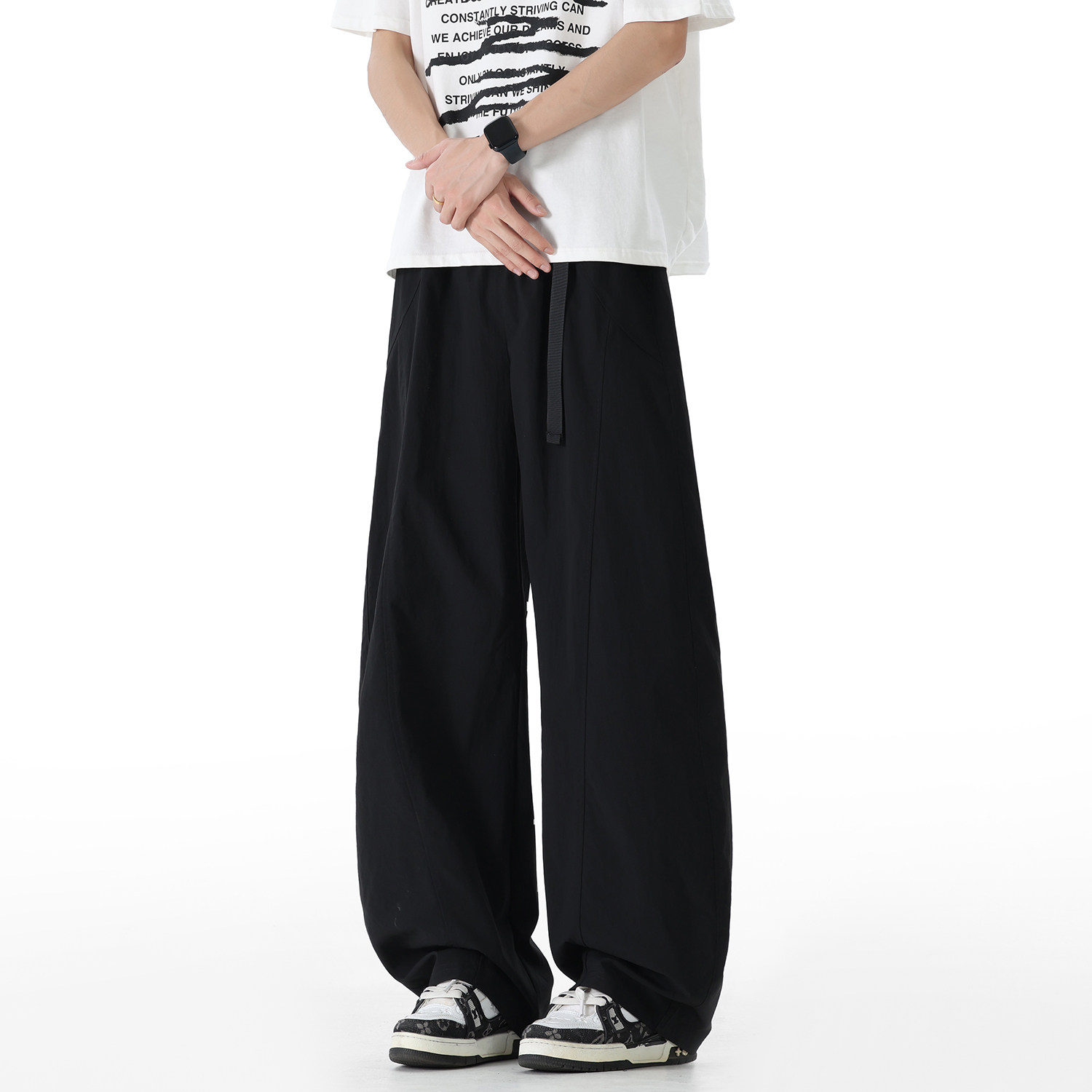 4k件+2026春款高街纯色弯刀凉感透气冰丝裤无影墙K2597P35控68，男装休闲裤，电商A030