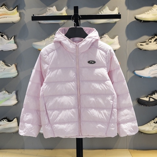 李宁男女大童短款轻薄羽绒服2025冬季鸭绒防泼水连帽外套YYMV061