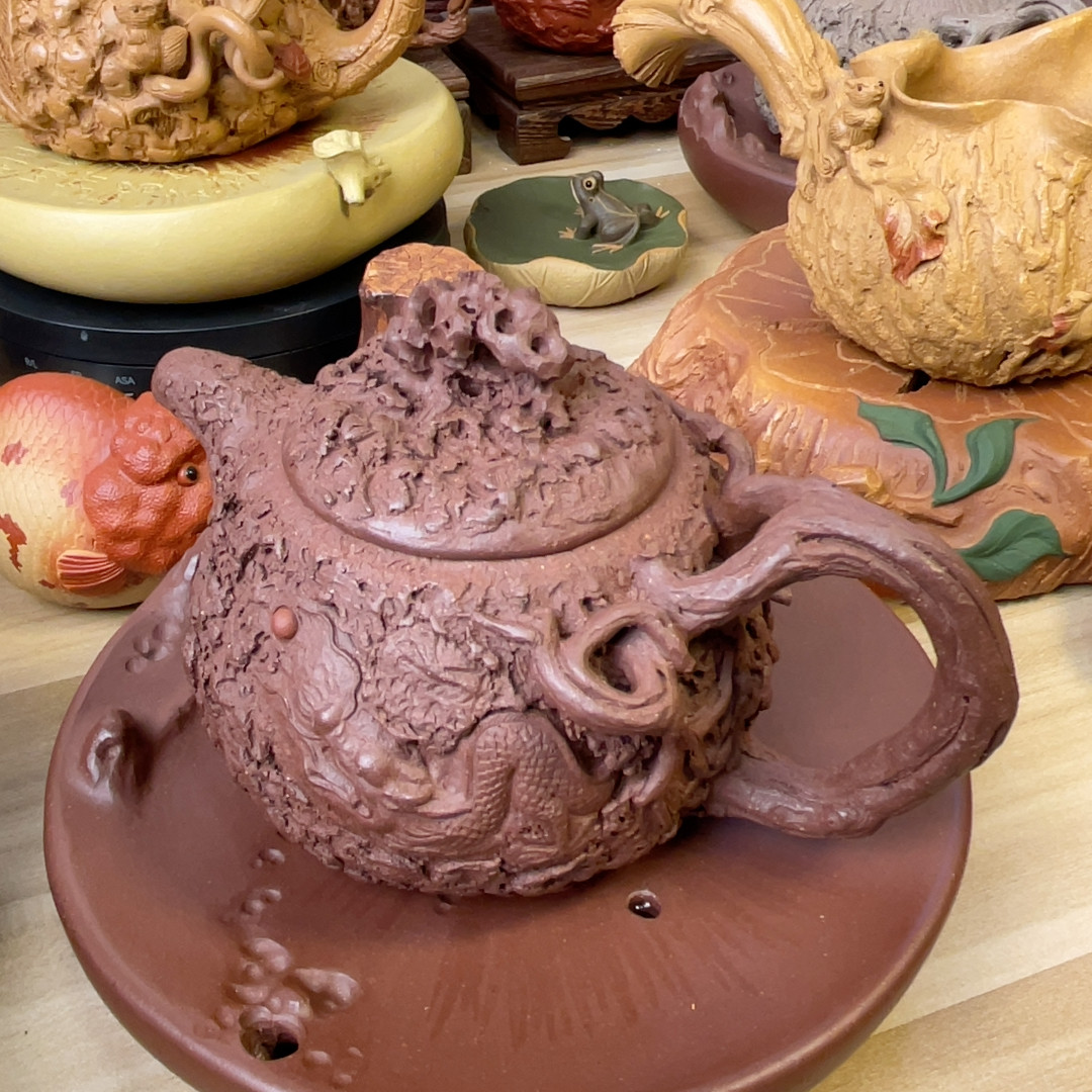 宜兴原矿紫砂名家手工精品可养底槽清树桩隐龙供春壶260毫升