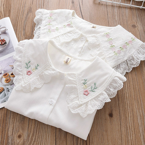 女童纯棉衬衫洋气大翻领