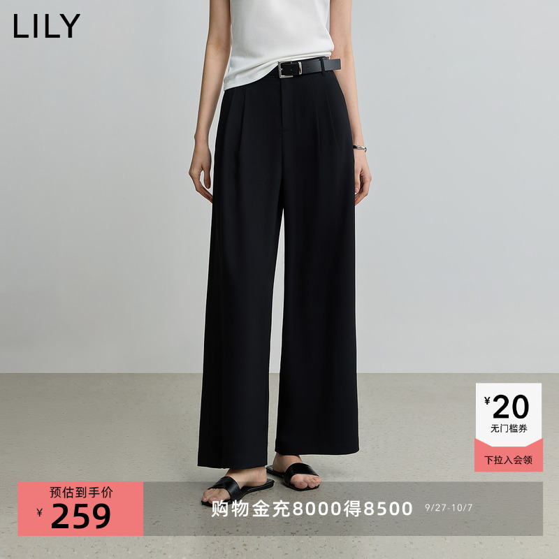 LILY百搭通勤简约直筒休闲裤
