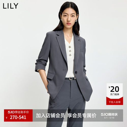 LILY通勤收腰廓形格雷系西装外套