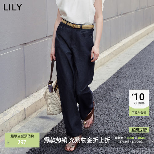 LILY通勤莱赛女装复古直筒牛仔裤