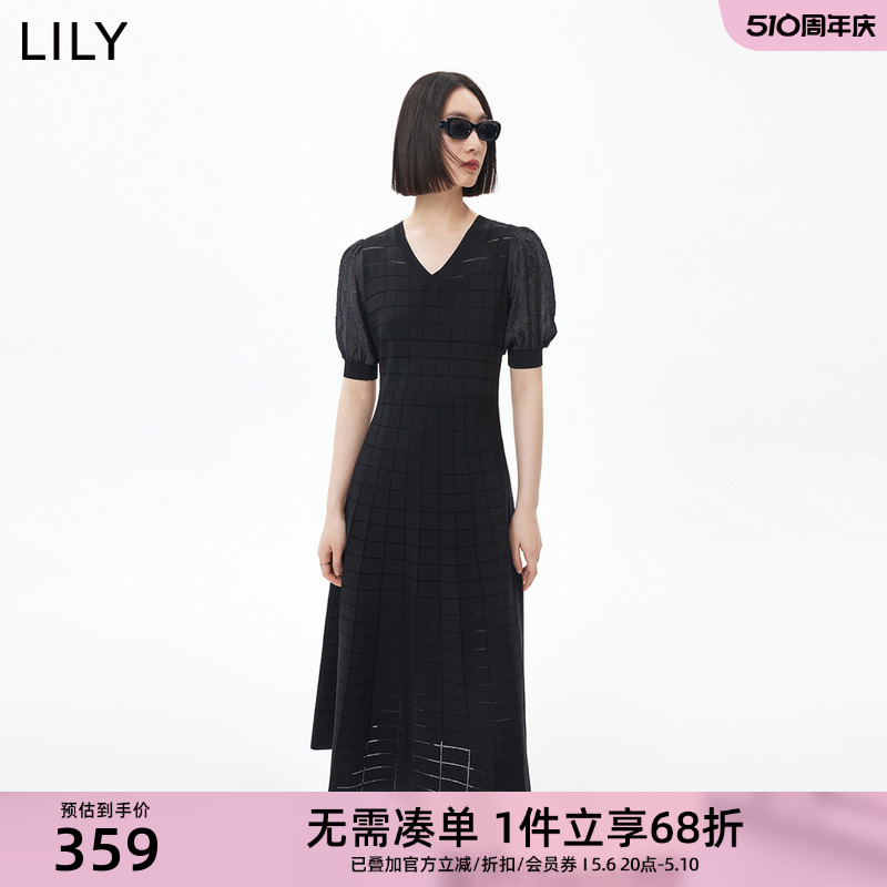 新款泡泡袖Lily针织连衣裙女