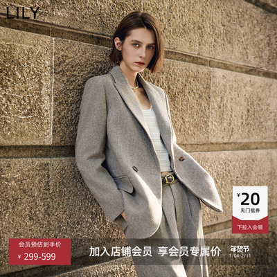 LILY绵羊毛通勤混纺复古西装外套
