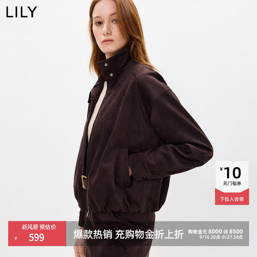 LILY2026秋新款女装复古翻领立领微宽松休闲通勤百搭长袖夹克外套