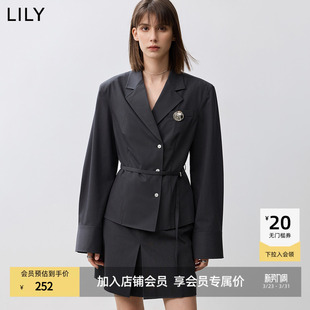 商场同款 西装 LILY新款 式 外套女款 格雷系时髦设计感衬衫