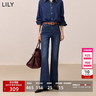 【天猫预售】李沁代言LILY2026冬新款女装简约高腰通勤微喇牛仔裤