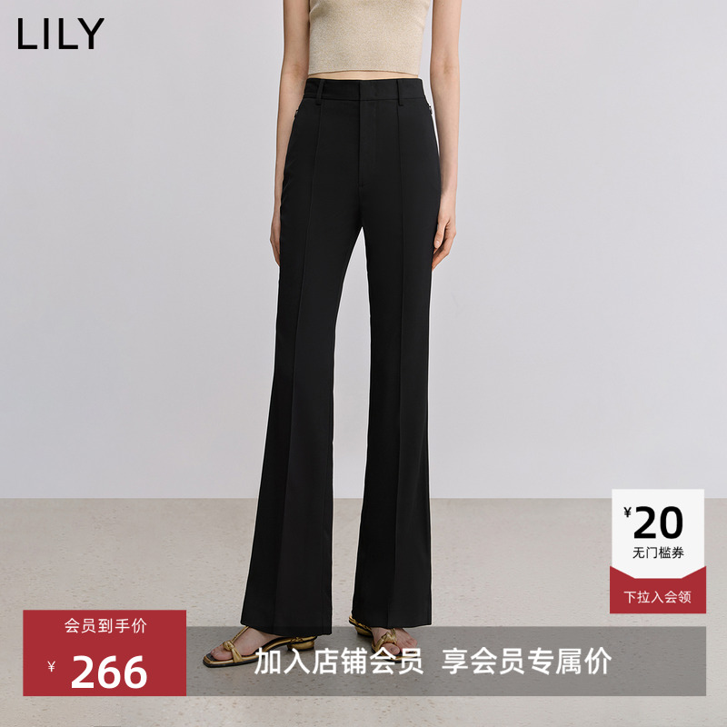 LILY夏高腰修身显瘦微喇裤
