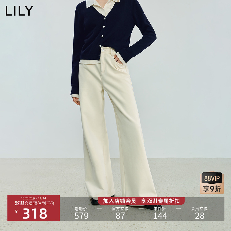 LILY通勤极简风直筒牛仔裤阔腿