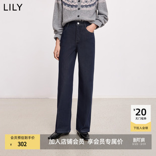 女长裤 牛仔裤 复古深色休闲通勤百搭加绒原色直筒裤 LILY2025冬新款