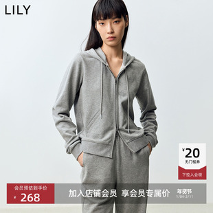 【商场同款】LILY新款松弛感休闲连帽双开拉链百搭卫衣外套