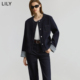 复古气质通勤深色夹克外套女短款 女装 商场同款 LILY2025秋新款
